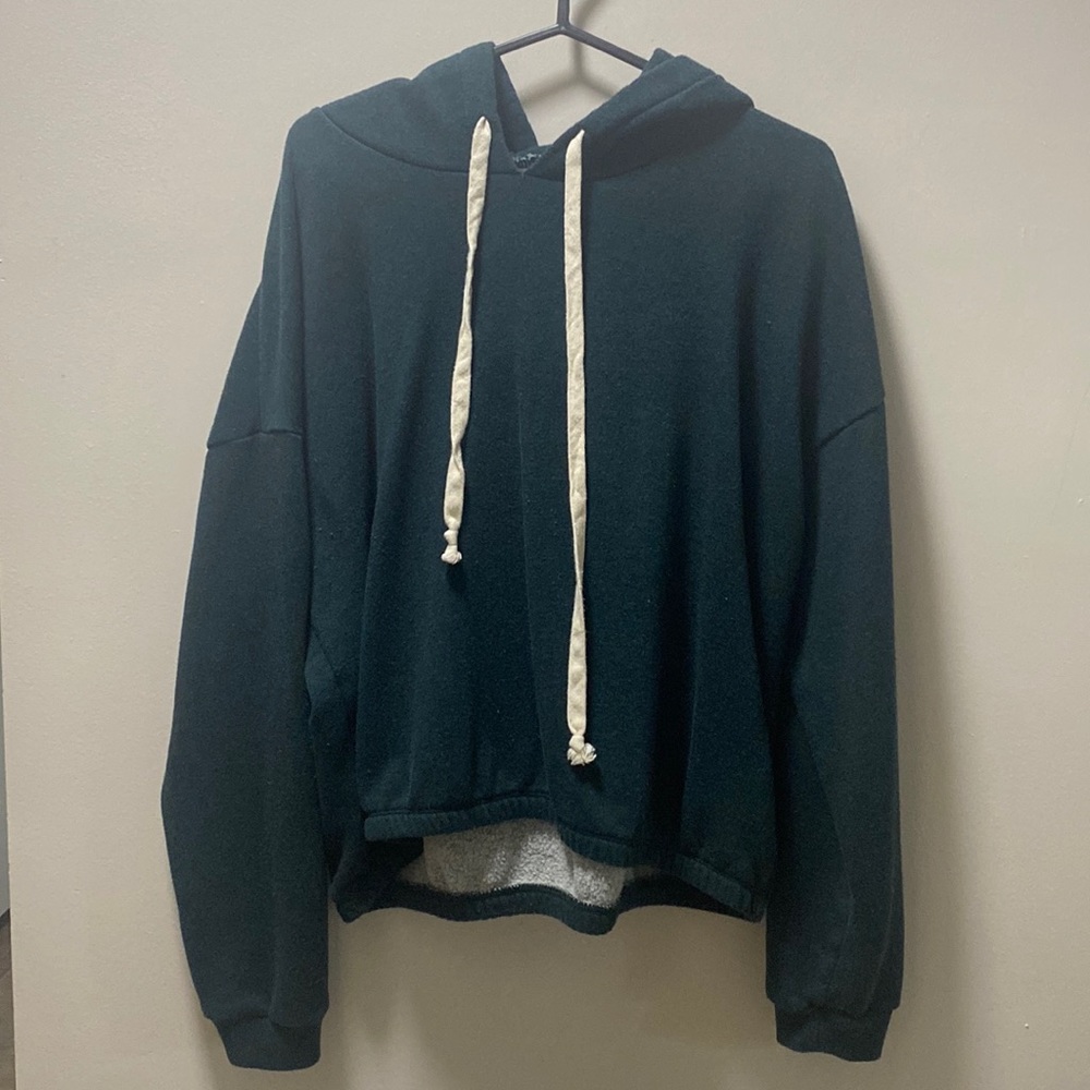 Dark Green American Eagle Cropped Hoodie